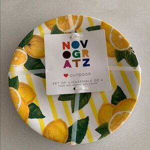 Novogratz (4) Lemon Salad Plates NWT 8.5”.Melamine